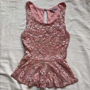 Charlotte Russe Pink Embellished Peplum Tank Top